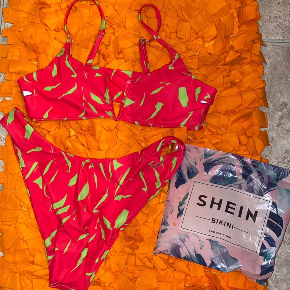 Neon pink swimsuit